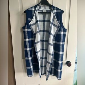 Blair Navy and White Checkered Knit Vest